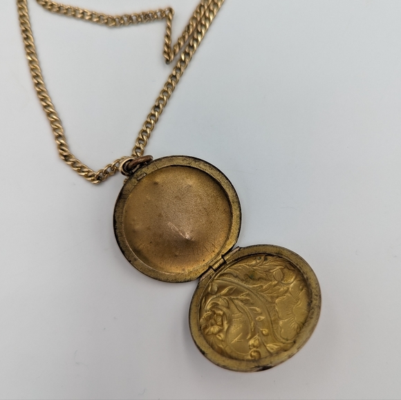 Antique/Vintage Floral Design Locket On Gold Filled Curb Chain 12K GF 24" AS IS - Picture 11 of 15